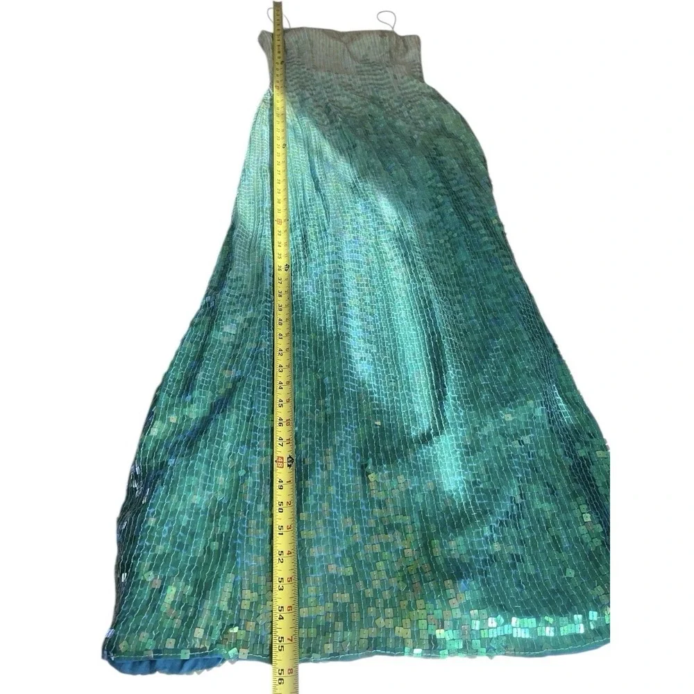 Vintage Cache Silk Beaded Ombré Sequins Iridescent Gown Mermaid Embellished Y2k - Picture 12 of 16